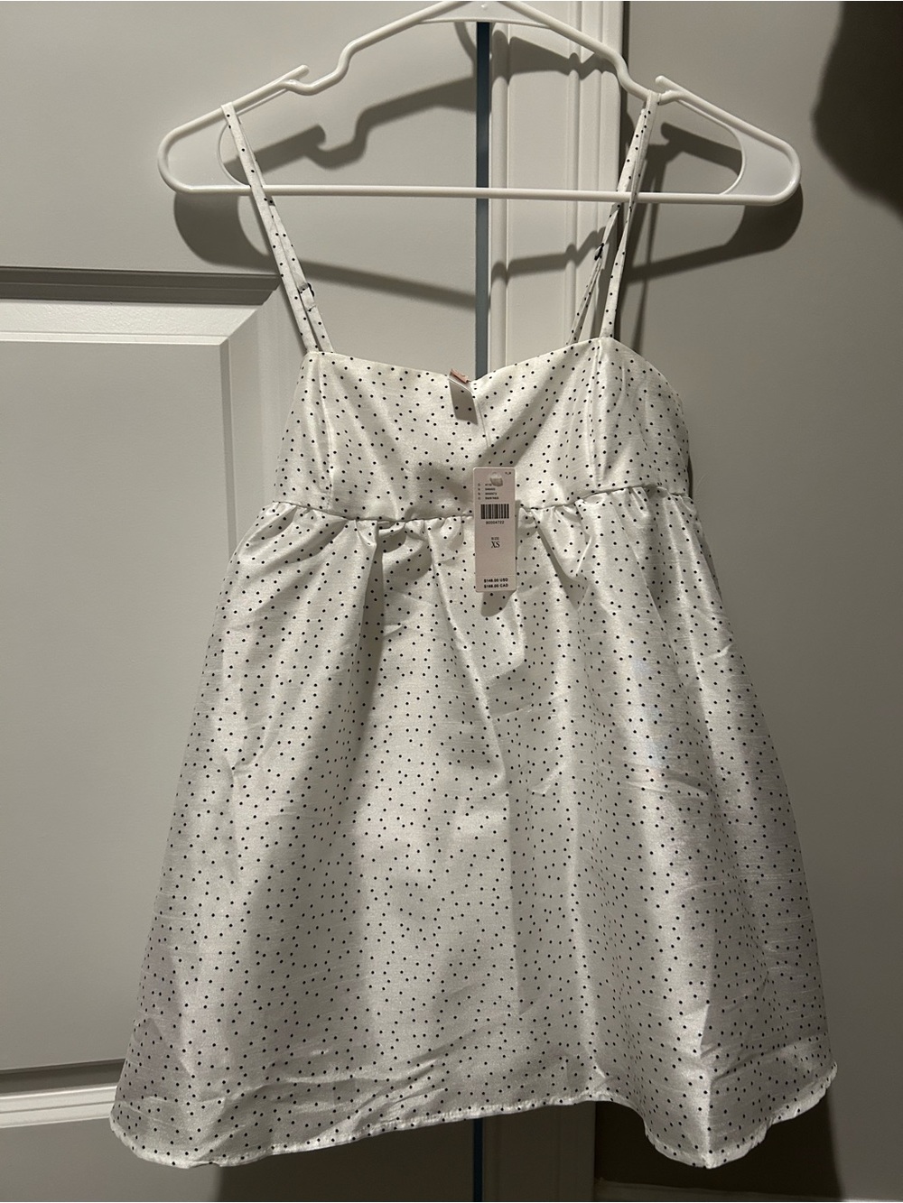 Anthropologie White Spotted Spaghetti Strap Blouse
